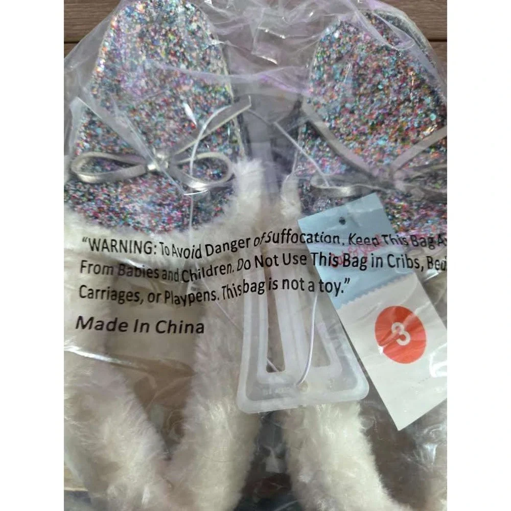 Girls Glitter‎ Bow Slippers Plush Warm Cozy Size 3